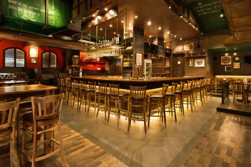 Irish Pub-Style Bar With Projector for Celebrations and Networking