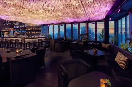 Captivating Rooftop Bar With a Glittery Crystal Ceiling for Memorable Mixers