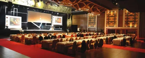 Grand Art Nouveau Ballroom With an Artistic Ceiling