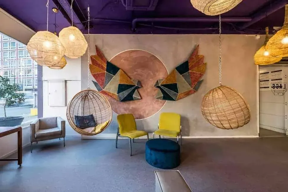 Quirky Vibrant Venue With Geometric Wall Art