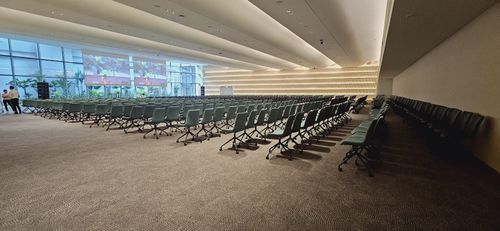 Spacious modern hall with glass walls in Singapore