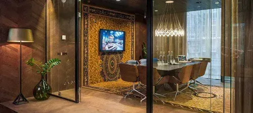Luxurious Boardroom With Oriental-Inspired Decor for High-Level Discussions