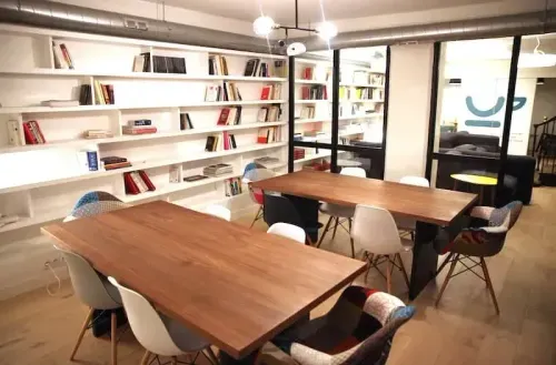 Chic Basement Library Space